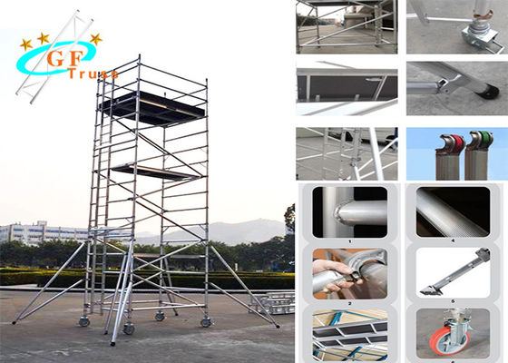 Torre de andaime de alumínio de pouco peso 8m para a construção de casa com rodas